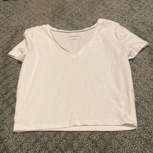 white v-neck crop top